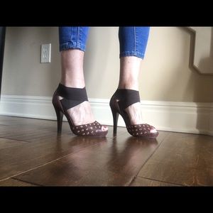 Brand new, leather studded heels